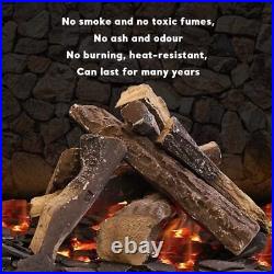 10PCS Gas Fireplace Log Set and Gas Fireplace Embers for Gas Fireplace, Fire Pits