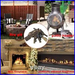 10Pcs Gas Fireplace Log Set, Ceramic Fake Wood Log for Gas Fireplace, Indoor