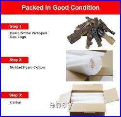 10Pcs Gas Fireplace Log Set, Ceramic Fake Wood Log for Gas Fireplace, Indoor