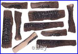 10 Large Pieces Ceramic Wood Logs for All Types of Gas Fireplace or Gas firepit