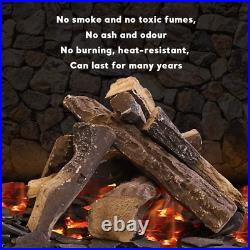 10 Pcs Ceramic Gas Fireplace Logs for Fireplaces, Fire Pits, Ventless, Propane