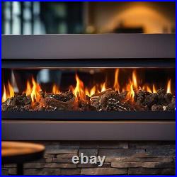 10 Pcs Ceramic Logs for Gas Fireplace and 10 Lbs 0.8-1.6'' Lava Rocks for Fir