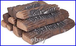 10 Piece Ceramic Logs for Gas Fireplace Faux Fireplace Logs for Ventless Vented