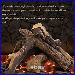 10 Piece Gas Fireplace Logs Ceramic Wood Log Set for Vented Propane Gas Inserts