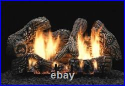 18 Super Charred Oak Logset with MV Vented Slope Glaze Burner, NG