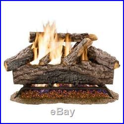 18 in. Charred river oak vented natural gas log set fireplace logs rustic dual