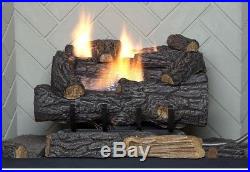 18 in. Decorative Fireplace Logs Propane Gas Vent Free Fire Log Grate Remote Con