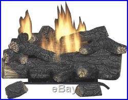 18 in. Decorative Fireplace Logs Propane Gas Vent Free Fire Log Grate Remote Con