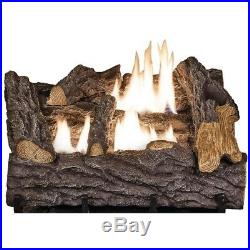 18 in. Gas Log Fireplace Logs Set Vent Free Dual Fuel Natural Gas Liquid Propane