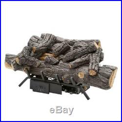 18 in Natural Gas Fireplace Logs Set w Remote Ventless Decorative Fire Place Log