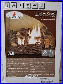 18 in. Timber Creek Vent Free Dual Fuel Gas Log Set, Manual Control By Emberglow