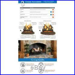 18 in. Vented Gas Log Set with Glowing Embers and Decorative Fire Glass/Rocks