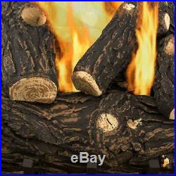 18 in. Vented Gas Log Set with Glowing Embers and Decorative Fire Glass/Rocks