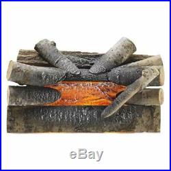 20 In. Electric Fireplace Logs Realistic Glowing Crackle Wood Insert Iron Grate