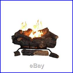 24In Large Vent Free LP Propane Gas Fireplace Logs Remote Fire Glass Grate Heat