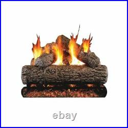 24 Golden Oak Logs Set with G4 Ember Burner System Natural Gas, Real Fyre