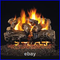 24-Inch Burnt Rustic Oak Gas Log Set with Vented Natural Gas G45 Burner Match