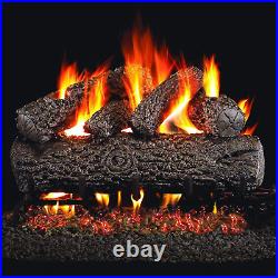 24-Inch Post Oak Log Set with Vented Natural Gas G45 Burner Match Light
