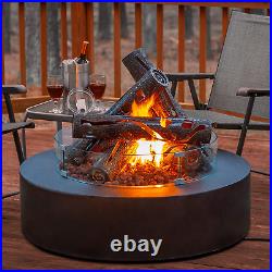 24 Inch Steel Fire Pit Log Decorative Interlocking Metal Firewood, Absorbs and