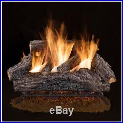 24 in. Charred River Oak Vented Natural Gas Log Set Fireplace Logs Burner Dual