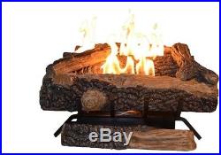 24 in. Large Fireplace Log Set Vent Free Propane Gas Decorative Fire Logs Stone