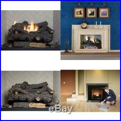 24 in Large Natural Gas/Propane Fireplace Logs Remote Control Vent Free Fire Log