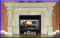 24 in. Natural Gas Fireplace Log Set Vent Free Decorative Large Logs Grate Auto