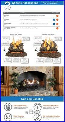 24 in. Natural Gas Fireplace Logs Vented Set 55000 BTU/hr with LP Conversion Kit