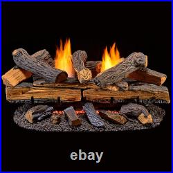 24 in. Vent-Free Gas Fireplace Logs with Remote in Stacked Red Oak