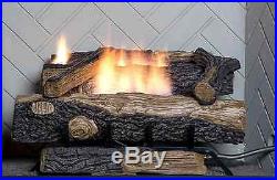 24 in. Vent-Free Natural Gas Fireplace Logs Log Set DIY Insert Heat Kit Burner