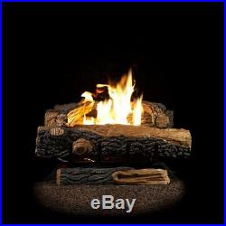24 in. Vent Free Propane Gas Fireplace Logs Heater Realistic Insert Thermostat