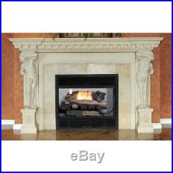 24 in. Vent Free Propane Gas Fireplace Logs Heater Realistic Insert Thermostat