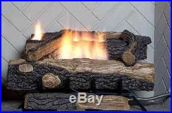 24 in. Vent Free Propane Gas Fireplace Logs Insert Adjustable Flame Height Fire