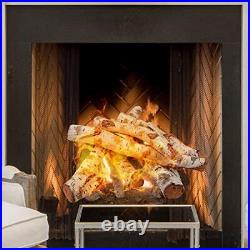 26.8 Gas Fireplace Log Set, Ceramic White Birch for Intdoor 18.9-26.7