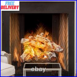 26.8 Gas Fireplace Log Set, Ceramic White Birch for Intdoor Inserts, Vented, Pr