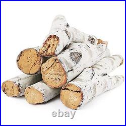 26.8 Large Gas Fireplace Logs, Ceramic White Birch Wood Logs for 26.8 6pcs