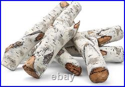 26.8 Large Gas Fireplace Logs, Ceramic White Birch Wood Logs for Fire Pits, 6 Pcs
