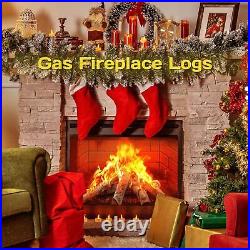26.8 Large Gas Fireplace Logs, Ceramic White Birch Wood Logs for Fire Pits, 6 Pcs