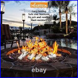 26.8 Large Gas Fireplace Logs, Ceramic White Birch Wood Logs for Indoor 6 Pcs