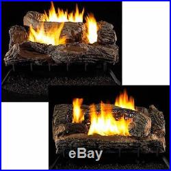 27 Dual Sided Dual View Vent Free Fireplace Gas Logs With REMOTE NG or LP