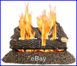 30 in Extra Large Natural Gas Fireplace Logs Set Vented Decorative Fire Log Rock