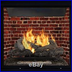 30 in. Vent Free Gas Log Set Fireplace Insert Remote Control Thermostat Heater