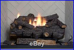 30 in. Vent Free Propane Fireplace Logs Heater Realistic Insert Remote Control