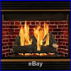 30 in. Vented Gas Log Set with Glowing Embers and Decorative Fire Glass/Rocks