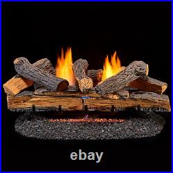 33,000 BTU Ventless Fireplace Logs (Dual Fuel) Remote Control Split Red Oak Logs