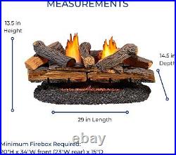 33,000 BTU Ventless Fireplace Logs (Dual Fuel) Remote Control Split Red Oak Logs