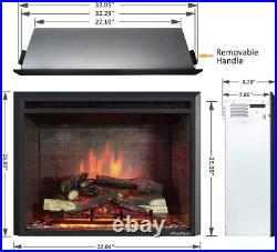 33 inch electric fireplace with flame explosion sound, remote control, 750/1500W