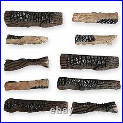 3GPlus Large Ceramic Wood Gas Fireplace Logs Sets for all Types of Indoor Gas