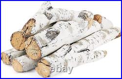 6PC Gas Fireplace Logs, 26 inch Large Ceramic White Birch Log for Gas Fireplace