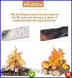 6PC Gas Fireplace Logs, 26 inch Large Ceramic White Birch Log for Gas Fireplace